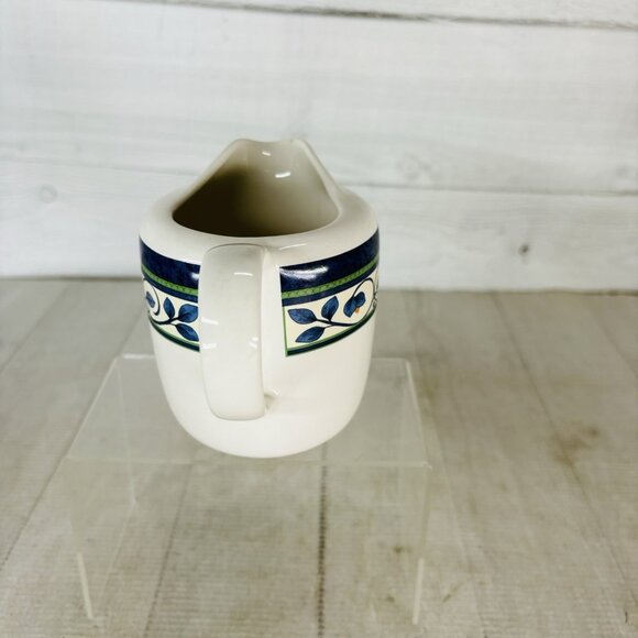 Pfaltzgraff ORLEANS Blue Green Vine Yellow Stoneware 12oz Handle Creamer Pitcher - Picture 6 of 14